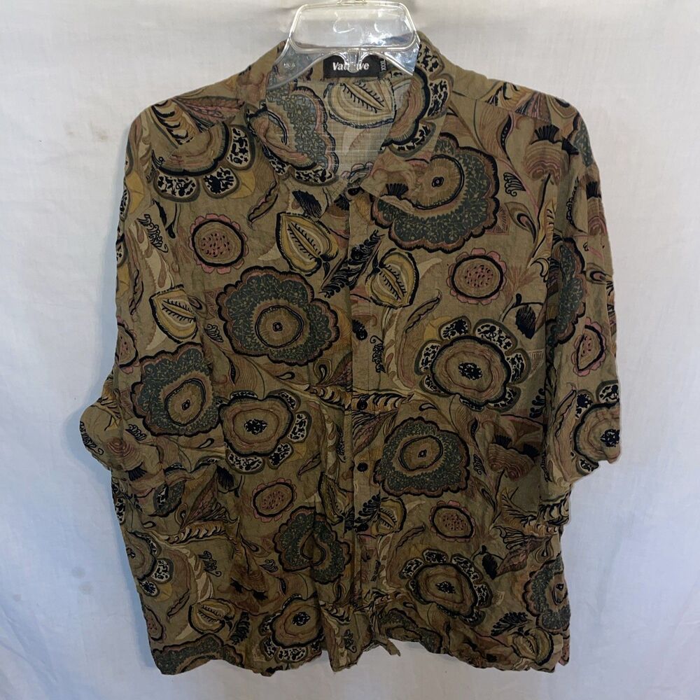 Vatpave Men’s Casual Shirt Size 3XL Brown Floral  Going Out Party Beach